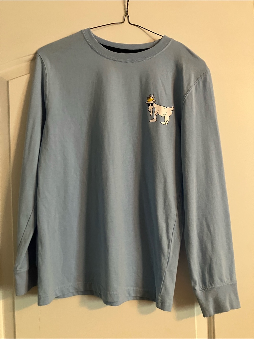 GOAT USA Kids Light Blue Long Sleeve Tee with Dog Graphic